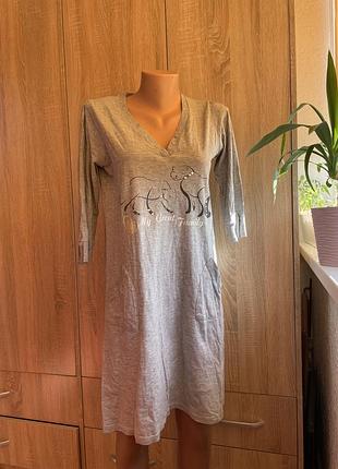 Плаття домашнє, сукня по дому 100% котон bollicine розмір  s - xs, нічна сорочка