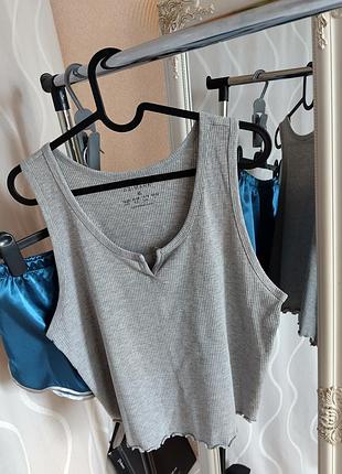 Пижамный комплект, хлопковый топ в рубчик с атласными шортами, primark