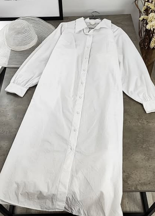 Оверсайзна біла сукня-сорочка h&m