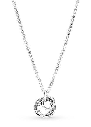 Оригинальное серебряное ожерелье колье пандора pandora 391455c01 100% оригинал два круга круг новое с биркой серебро проба 925 ale