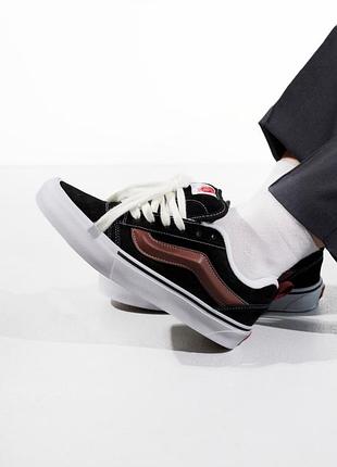 Кеди vans knu skool black brown white
