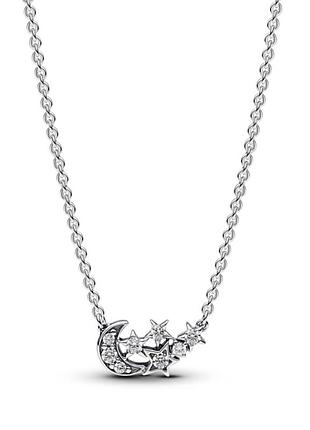 Оригинальное серебряное ожерелье колье пандора pandora 392991c01 100% оригинал луна звезды с камнями новое с биркой серебро проба 925 ale