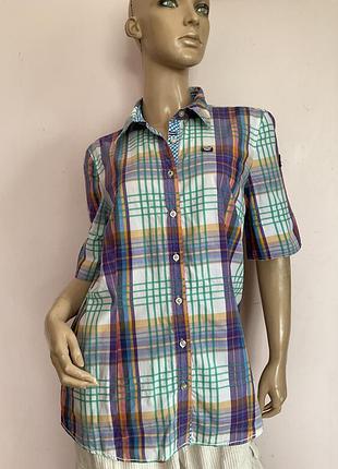 Фирменная хлопковая рубашка в клетку /xl / brend gaastra