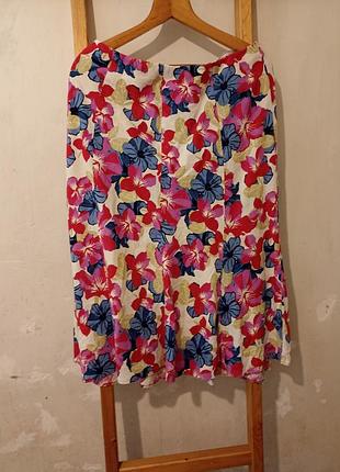 Юбка летняя лен вискоза 52-54 р на резинке