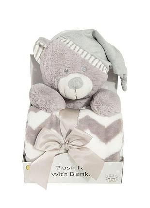 Одеяло с игрушкой талисманом для младенцев  75х90 см серое