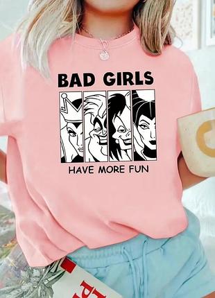 Футболка с принтом "bad girls have more fun" / розовая / размер m / новая