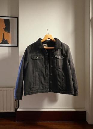 Джинсова фірмова жіноча куртка шерпа denim co p.48