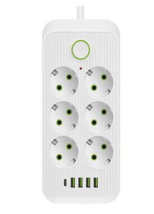 Мережевий фільтр-подовжувач smart 6 розеток 5 usb 5 метрів