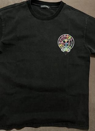 Футболка з принтом з хрестами chrome hearts s оверсайз сіра