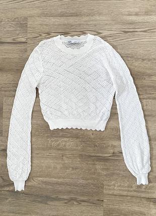 Мереживний джемпер білого кольору zara