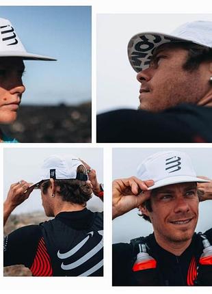 Кепка бейсболка кепка чоловіча кепка із зігнутим козирком compressport 5 panel light cap, white