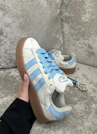 Женские кроссовки adidas campus solar blue адидас кампус серого из голубого цвета