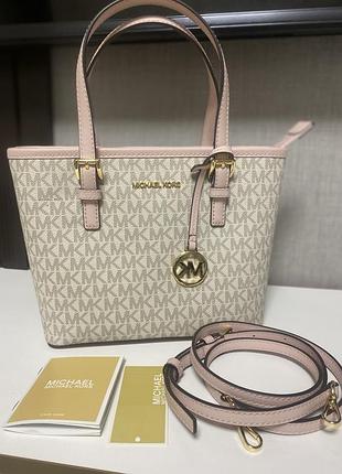 Сумка жіноча michael kors jet set travel extra-small logo top-zip tote bag