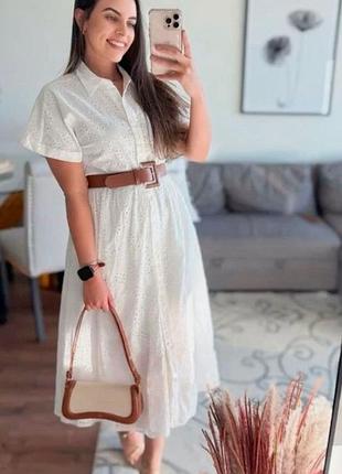 Zara -50% 💛 платье вышитое оверлог короткий рукав с подкладкой s, m, l
