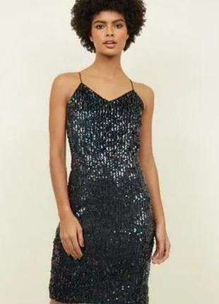 Вечернее черное платье с пайетками