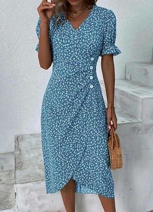 Міді сукня в квітковий принт з декоративними ґудзиками shein xl