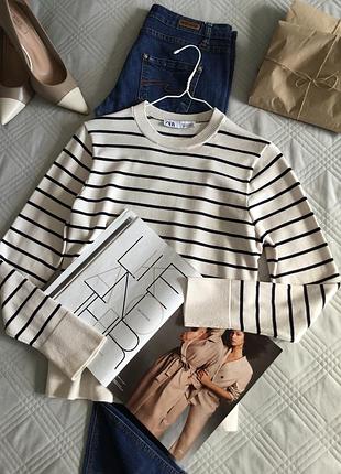 Роскошный свитер zara в полоску свободного кроя s/m