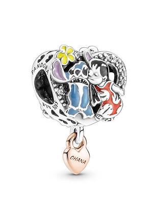 Оригинальный серебряный шарм бусина пандора pandora 781682c01 100% оригинал лило и стич ohana новое с биркой серебро проба 925 ale