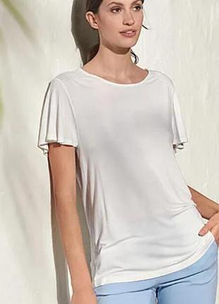 Роскошная белая футболка женская тсм тчибо 48/50 евро, наш 54/56  вискоза 95%,