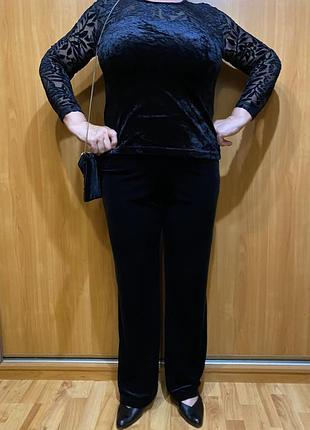 Нарядна блуза з оксамиту чорного кольору