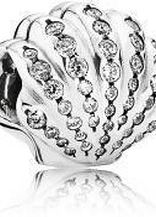 Серебряный шарм пандора  disney "ракушка ариэль" 791574cz