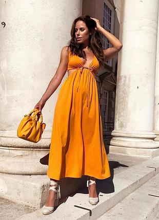 Cукня помаранчева бавовняна сарафан m-l zara
