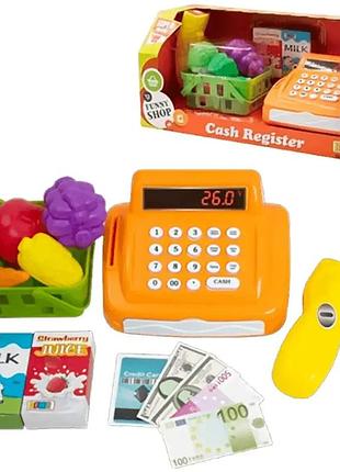 Ігровий набір "міні-маркет" з касою, сканером, овочами та кошиком (8324) для дітей із підсвіткою і звуком