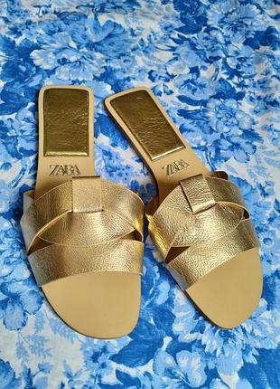 Шкіряні шльопанці zara шкіра