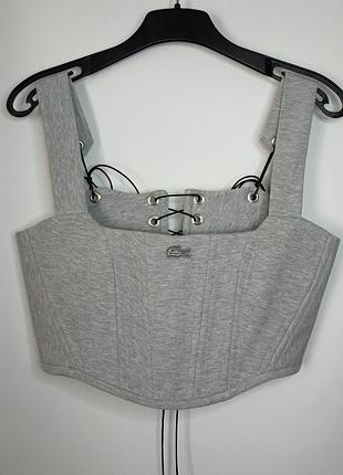 Lacoste корсетный топ серый корсет upcycling