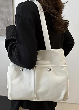 Жіноча сумка-шопер текстильна з довгими ручками