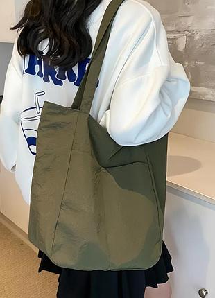 Жіноча текстильна сумка-шопер із довгими ручками