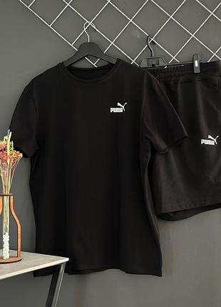 Шорты puma белый лого + футболка puma черная
