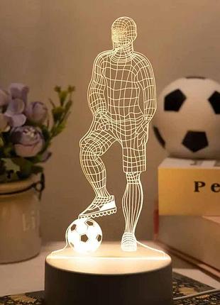 3d led світильник «футболіст з м’ячем» — нічник для вболівальника