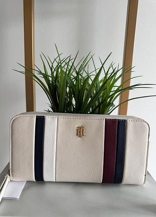 Стильний жіночий гаманець tommy hilfiger бежевий томі хілфігер кошельок