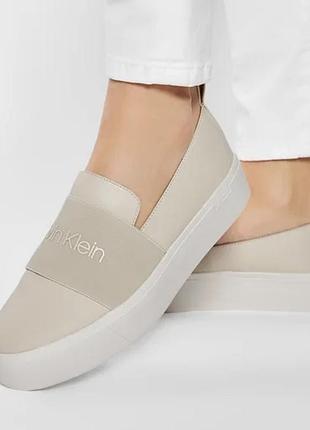 Кожаные слипоны, calvin klein, оригинал!