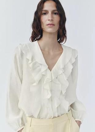 Сорочка жіноча бежева з воланами zara new
