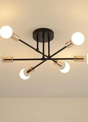 Люстра generisch sputnik e27 на 6 ламп, винтажный потолочный  светильник черный с золотом, металлический