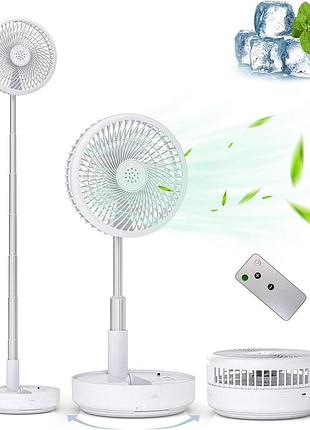 Портативный складной вентилятор primevolve 7.7”, настольный и напольный, с пультом, usb, белый, 4 режима