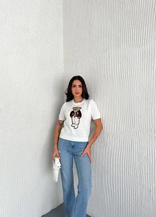 Лаконичная футболка из трикотажа на основе хлопка 25005