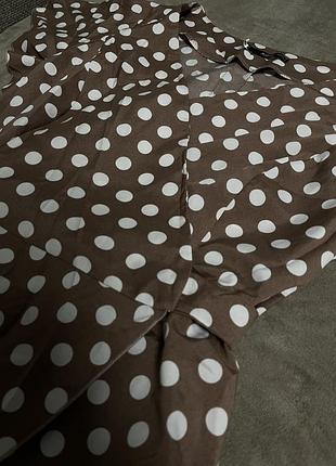 Сукня коричнева в горошок на запах(сукня-халат)