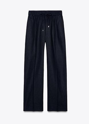 Лляні широкі брюки zara льняные брюки штаны