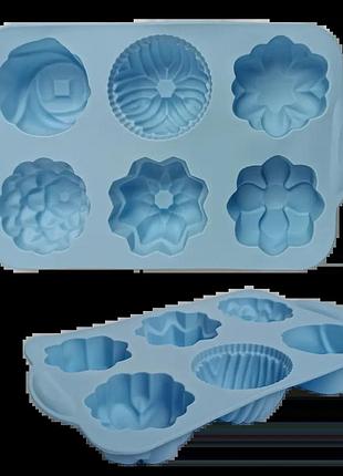 Силіконова форма gt-s-202 для кексів, асорті на 6шт 26*16*3,5см gusto