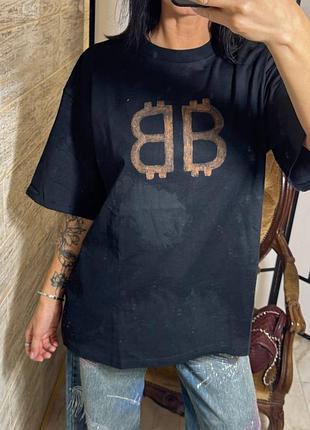 Футболка черная премиум коттон оверсайз унисекс