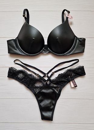 Шикарний "шкіряний" комплект білизни victoria's secret оригінал