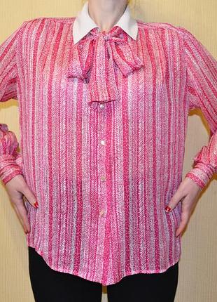 Малиновая  блуза рубашка с бантом