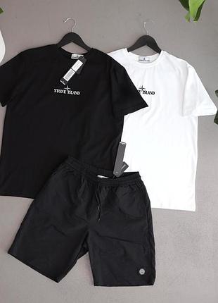 Стильная мужская футболка + футболка + шорты stone island