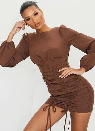 Шоколадное платье от prettylittlething