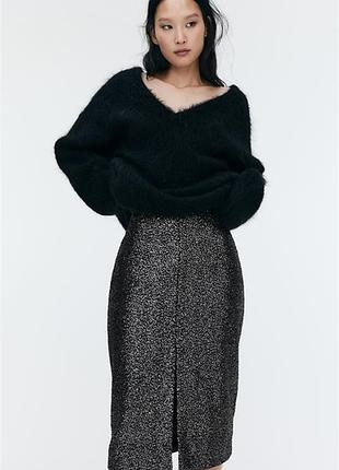 Юбка женская черная миди с пайетками h&m -38