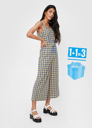 🥰 комбінезон з поясом в клітинку nasty gal