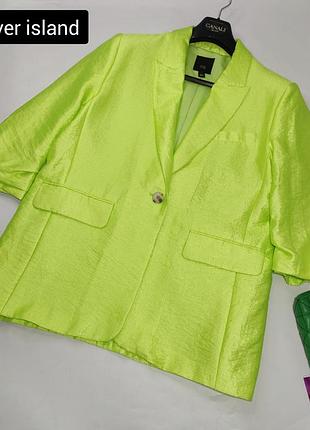 Піджак жіночий салатового кольору подовжений оверсайз від бренду river island s m